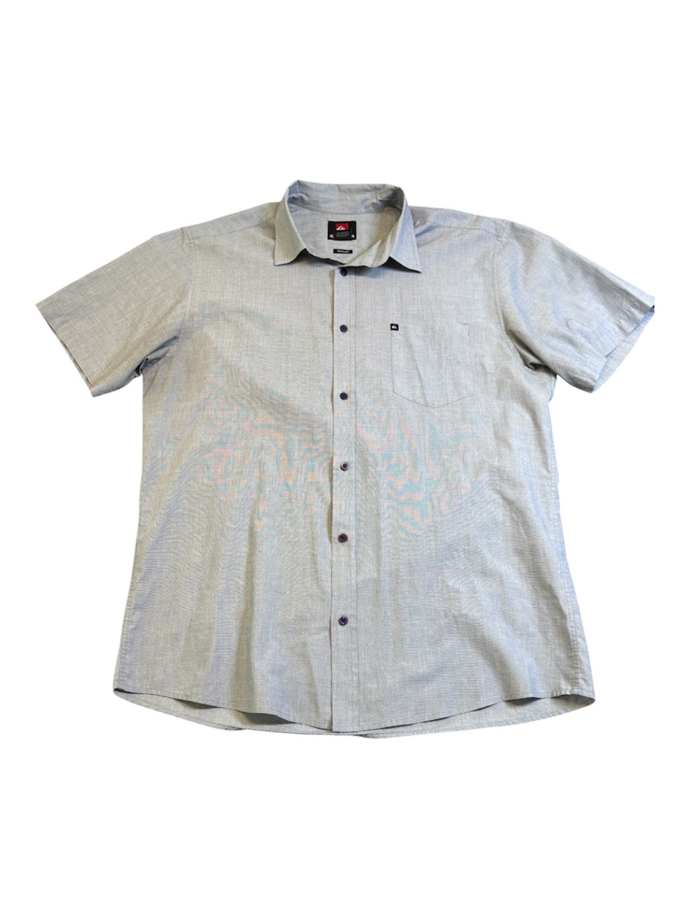 Quiksilver Men's XL Gray Woven Button Up Casual Shirt Short Sleeve Pocket EUC